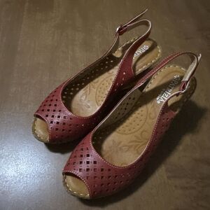 Spring Step Platform Wedge Sandals Candace Red Shoes Sz 6.5 37